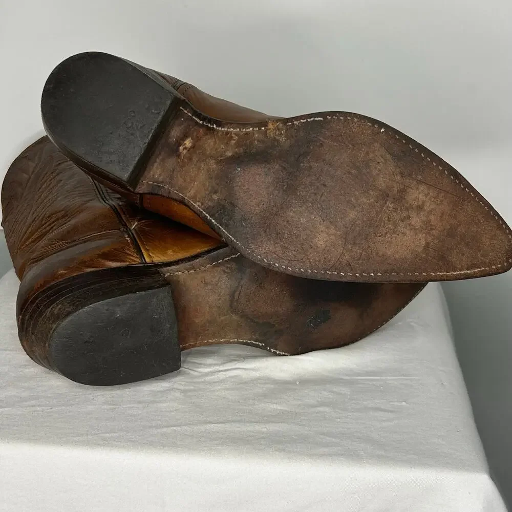 Great Western Men’s 11 M Brown Leather Cowboy Boots Western Pointed Toe